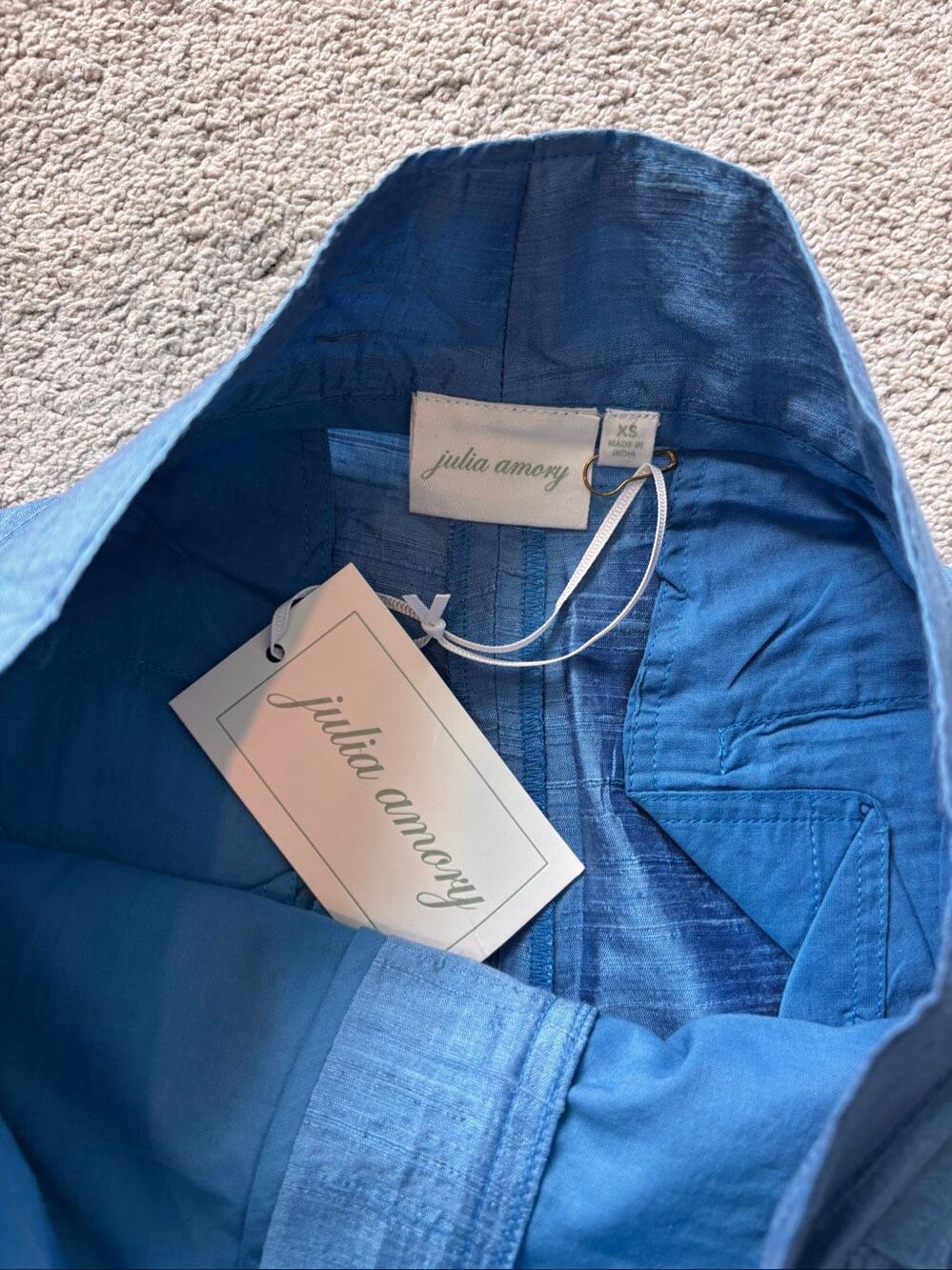 NWT Julia Amory Blue Silk Pleated High Rise Tapered Pants, $325 XS A15 - Picture 4 of 9